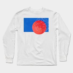 Geometric Abstract Parametric Design (Conections Red and blue) Long Sleeve T-Shirt